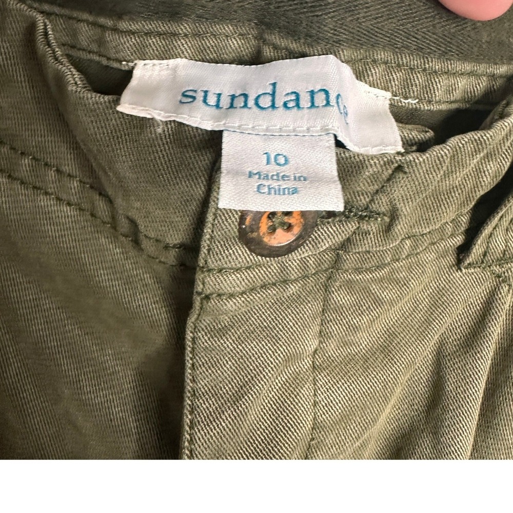 Sundance Olive Green Embroidered Cargo Pants Women 10 Floral Utility Button Fly - Picture 6 of 11